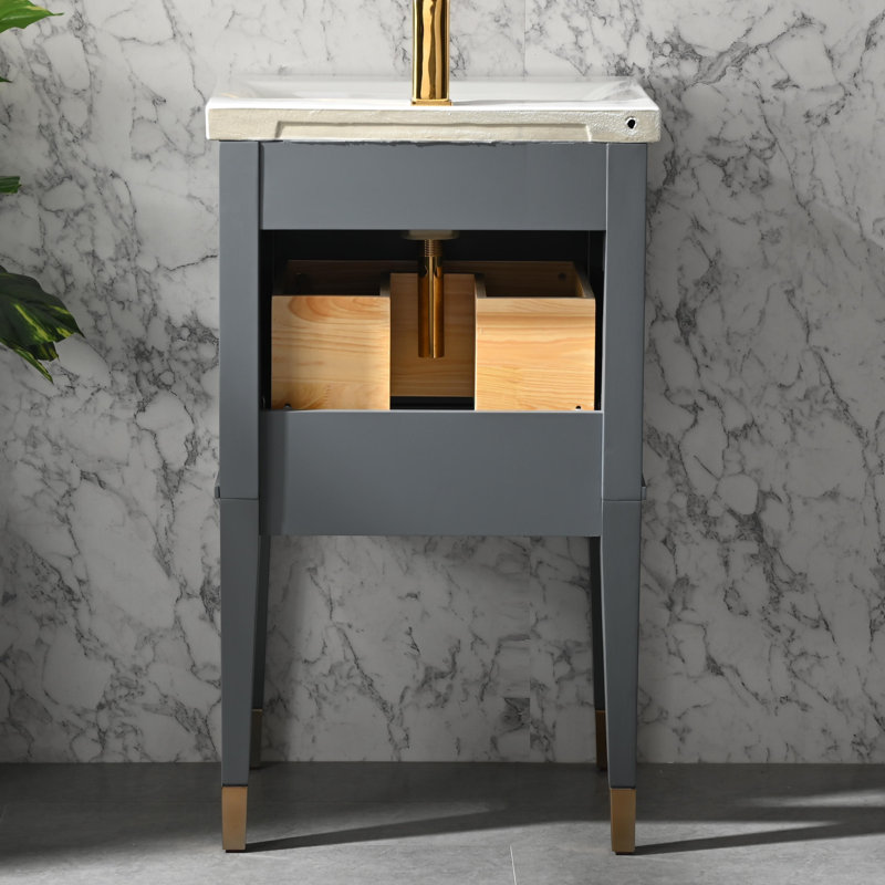 Everly Quinn Deon 20'' Single Bathroom Vanity with Ceramic Top